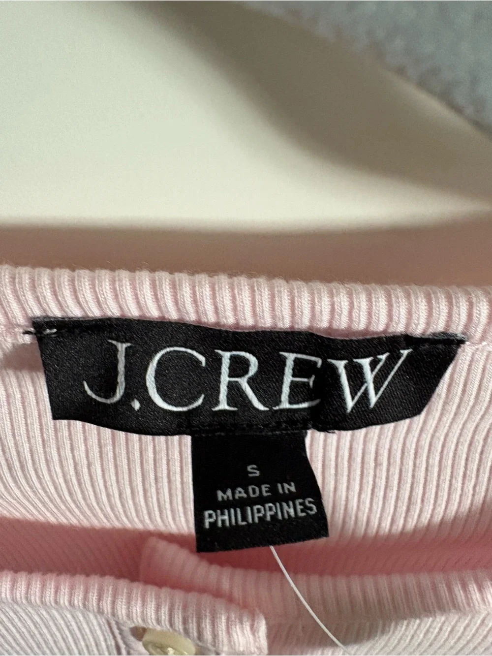 J. Crew Light Pink Ribbed Short-Sleeve Henley
